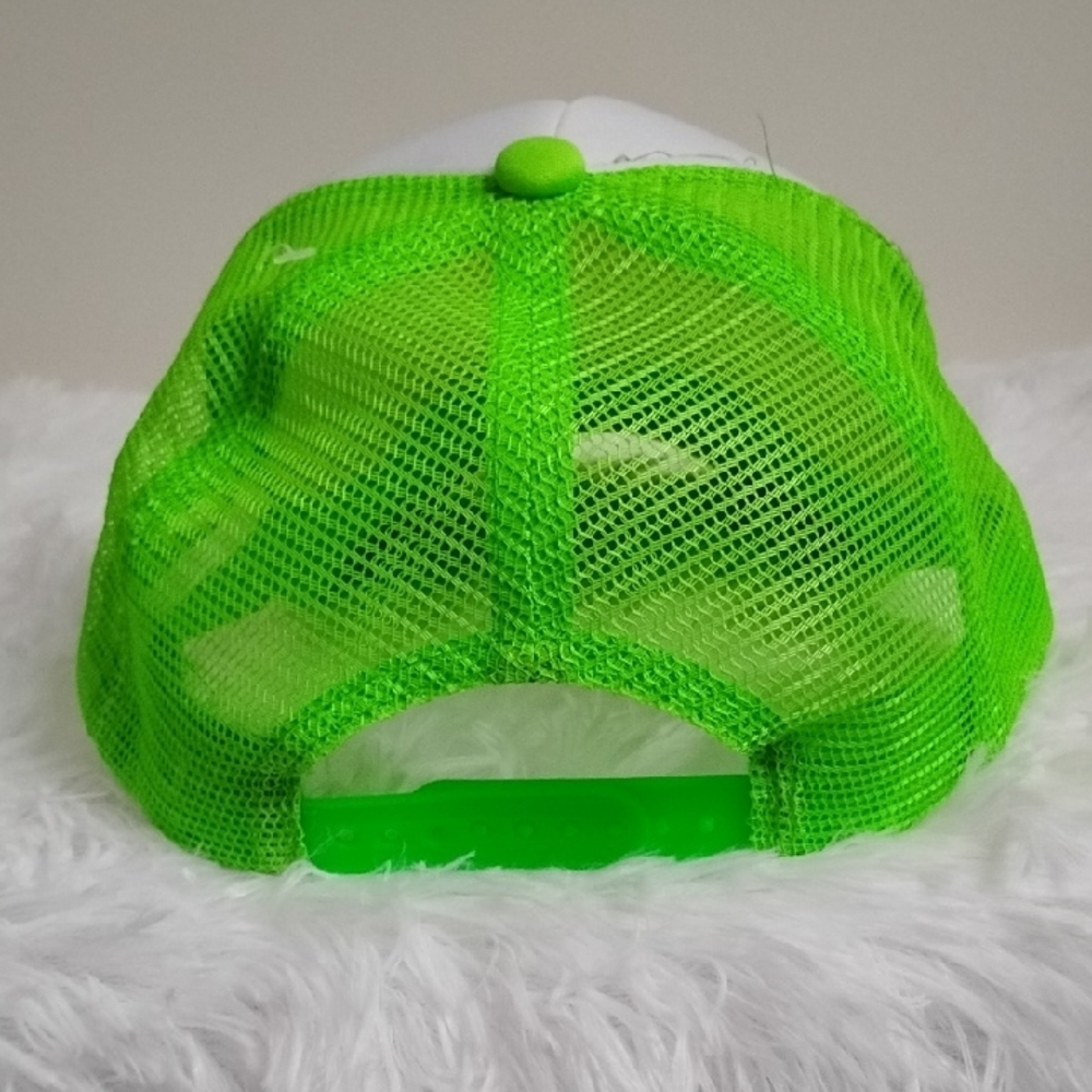 *NWOT Neon Green Pink & White "Good Days Ahead" Fun Summer Retro Trucker Hat - Picture 3 of 10